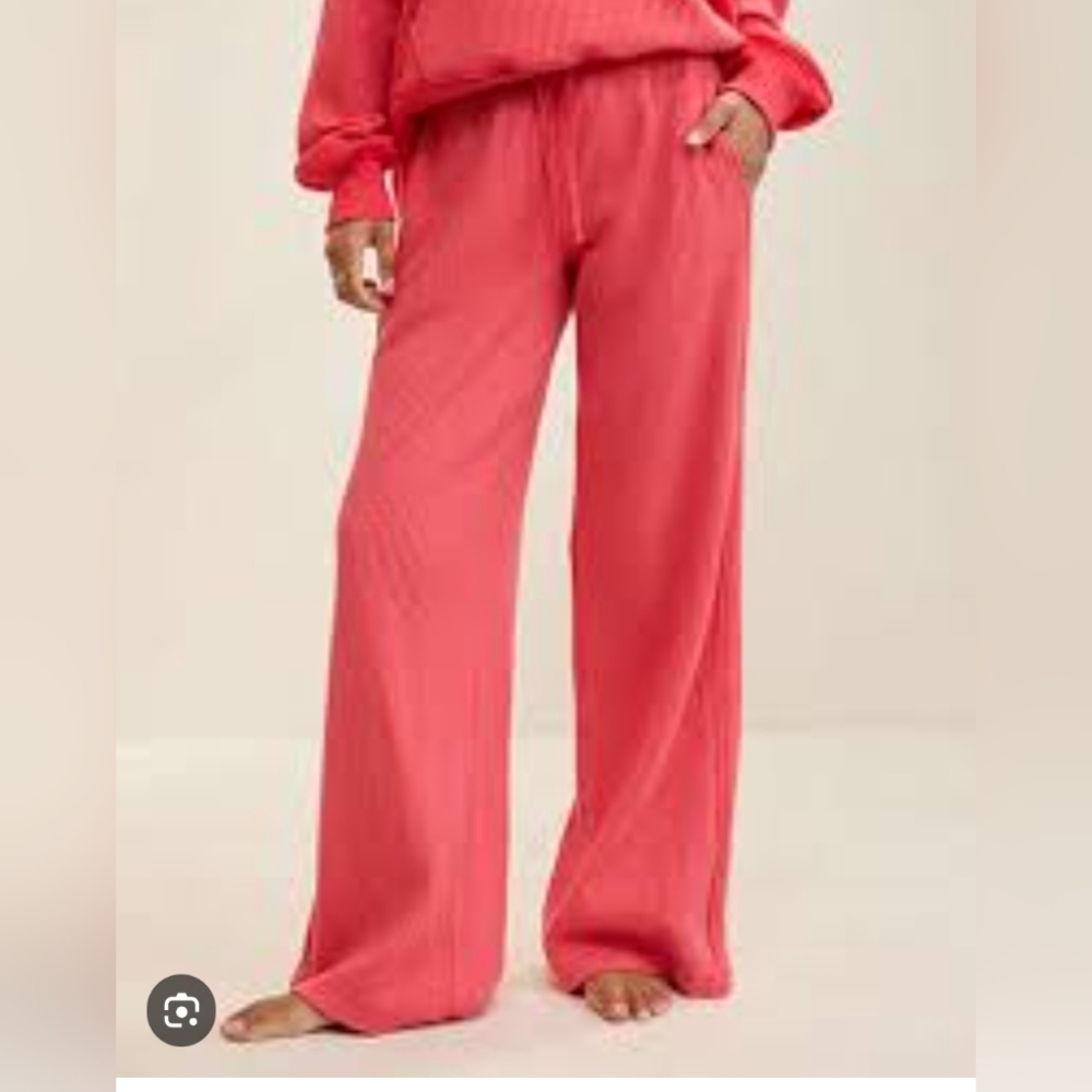 Aerie Waffle Wide-Leg Coral Women’s Pants